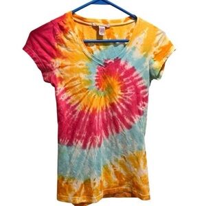 Rosio USA Shirt Women Small Babydoll Tee Tie Dye Earthlight San Diego CA Vtg Y2K